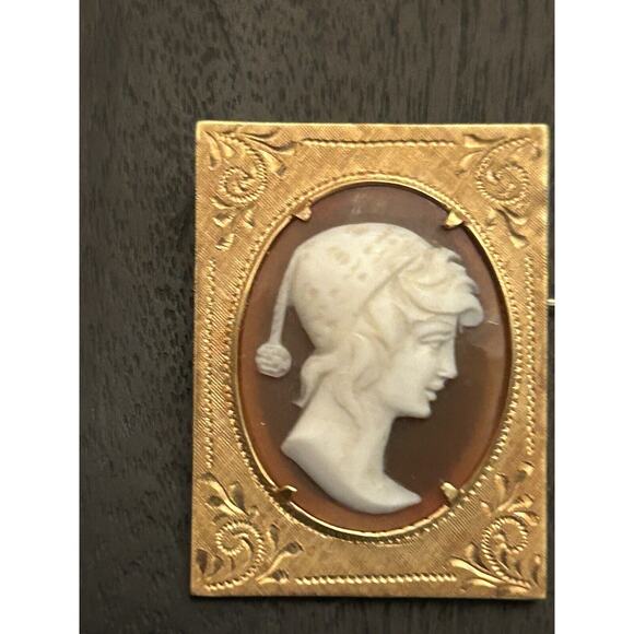 Antique Estate Victorian 18k Italian 750 Gold Hand Carved Shell Cameo Brooch - Picture 2 of 9